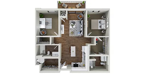 Floor plan Goldenrod - 2 Bedroom 2 Bath (C)