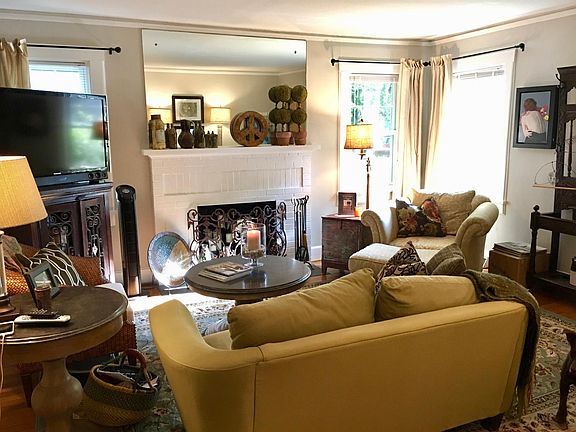 Living Room with wood-burning fireplace