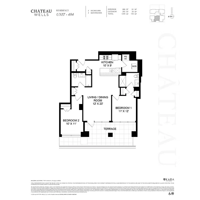 Floor plan 4th Floor 2 Bedroom 2 Bath