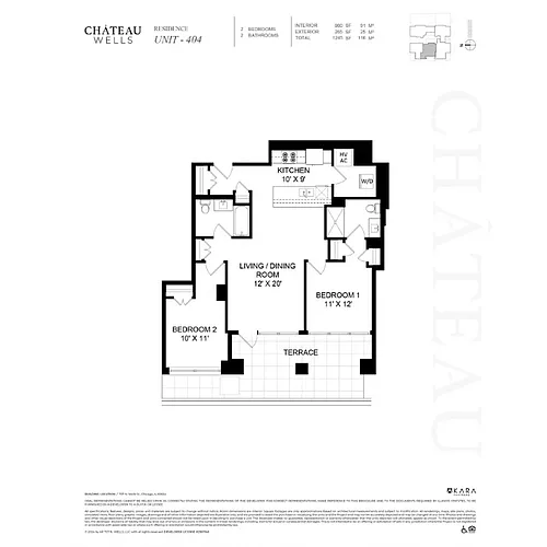 Floor plan 4th Floor 2 Bedroom 2 Bath