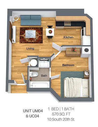 Floor plan Studio UC & UM: Canal Walk 3