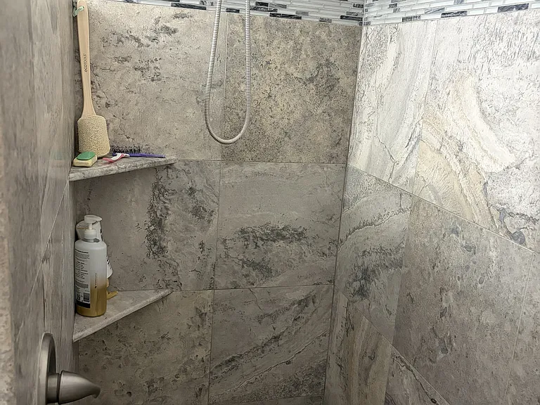 View of the step down shower