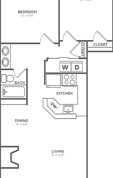 Two Bedroom One Bath (866 SF) Two Bedroom One Bath (866 SF)