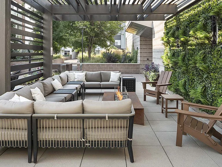 Apartment community outdoor fire pit at Griffis Cherry Creek in Denver, Colorado.