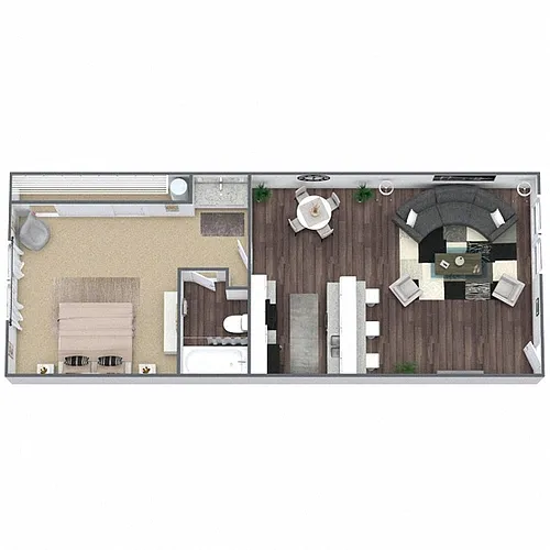Floor plan A1: 1 Bed 1 Bath