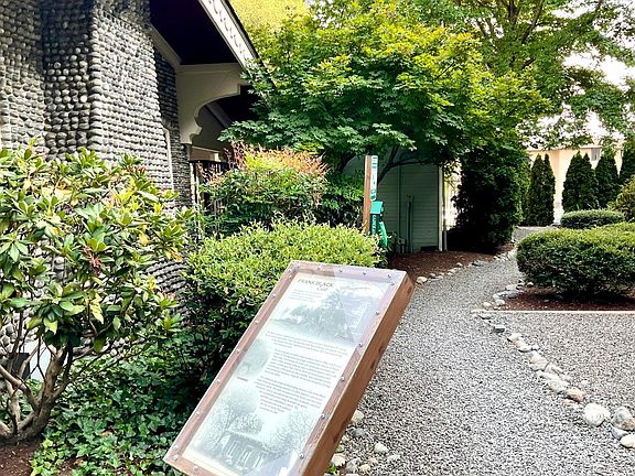 Historic landmark and lush greenery