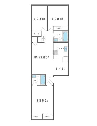 Floor plan 3 Bedroom 2 Bath