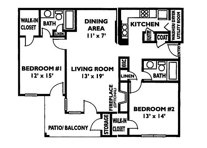 Floor plan One Bedroom with Den