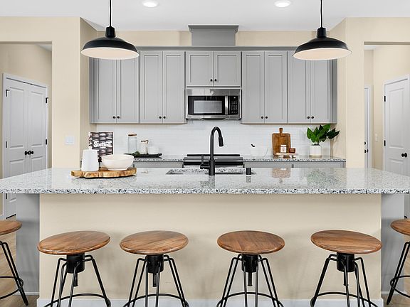 Kitchen with pendant lighting