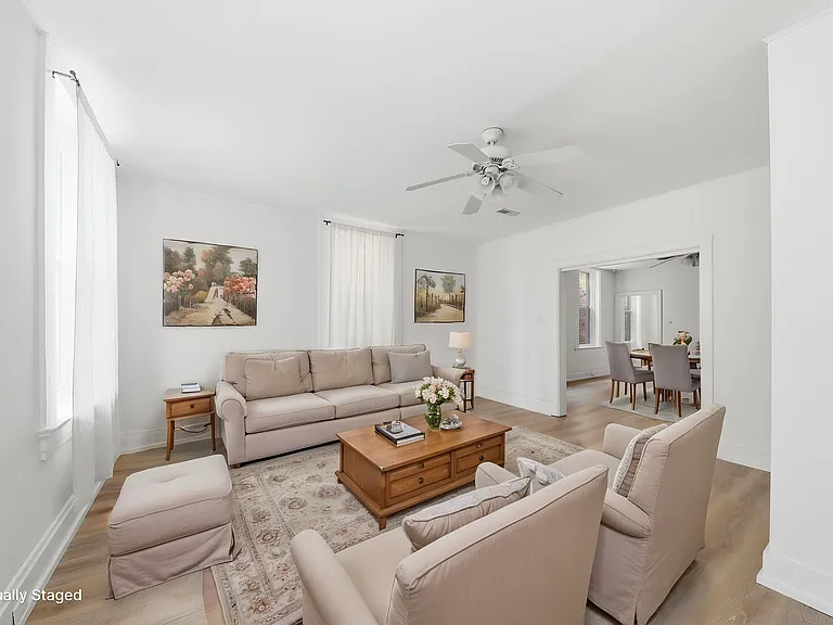 Living room, virtually staged.