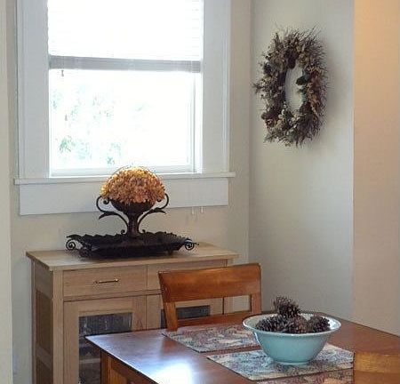 Dining area is light and bright