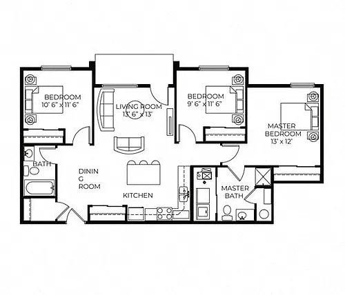 Floor plan C1 - 40 - Income Restricted