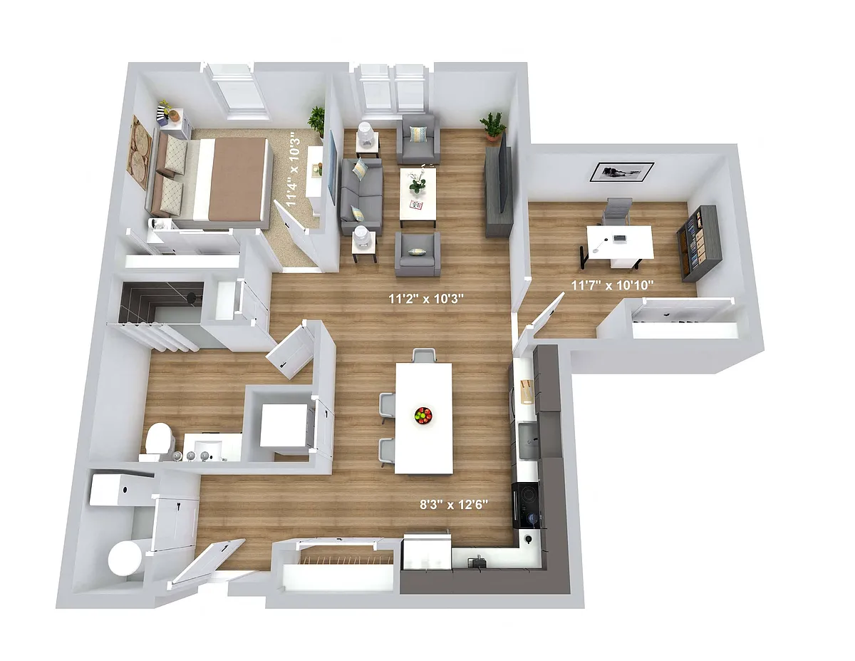 Floor plan Millyard - One Bedroom Den