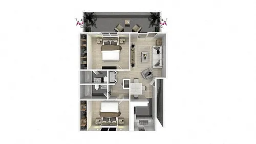 Floor plan Two Bedroom Two Bath