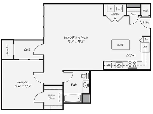 Floor plan 1 Bed/1 Bath-A4