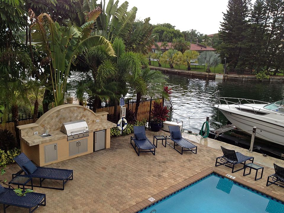 Pool on canal with outdoor k