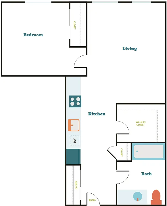 Floor plan 1 Bedroom 1 Bath (1.4)