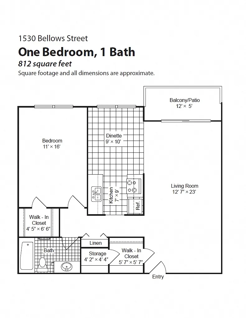 Floor plan Renovated 1 Bedroom 1 Bath