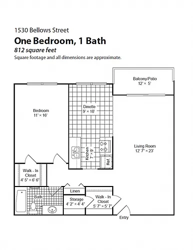 Floor plan Renovated 1 Bedroom 1 Bath