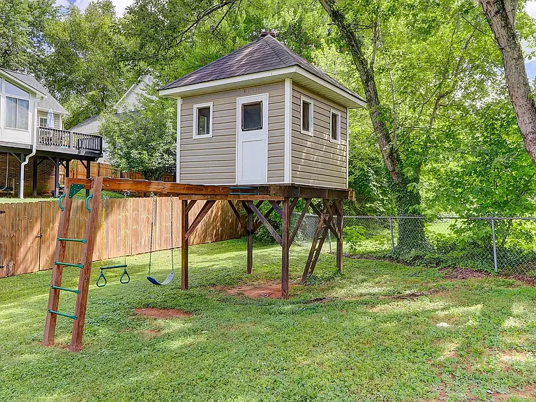 Playhouse and jungle gym