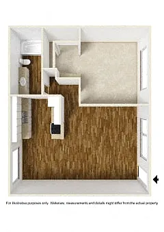 Floor plan 1 Bedroom, 1 Bathroom Plan A