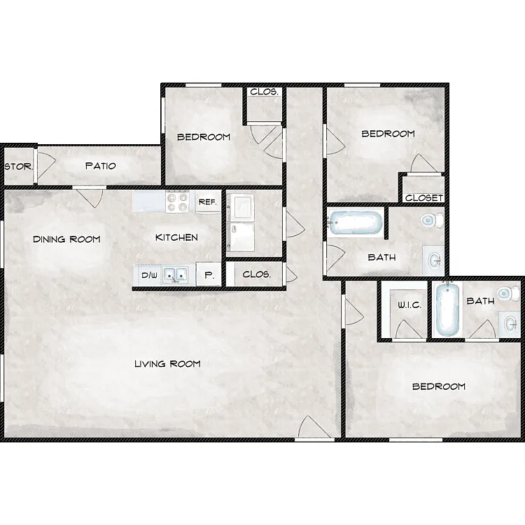 Floor plan 3 Bed 2 Bath