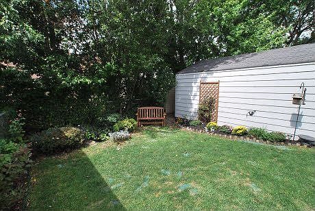 Koi pond, garage, backyard