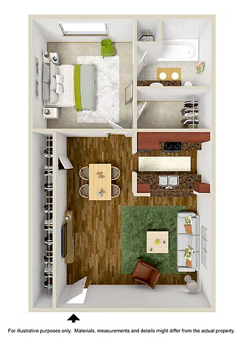 Floor plan 1 Bedroom 1 Bath