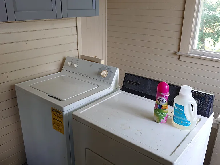 Washer and dryer in unit.