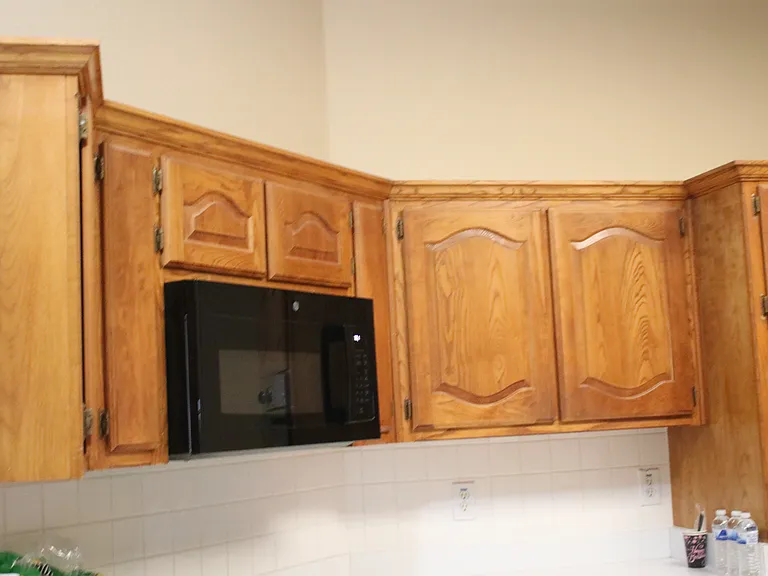 Newer microwave and cooktop and double oven.