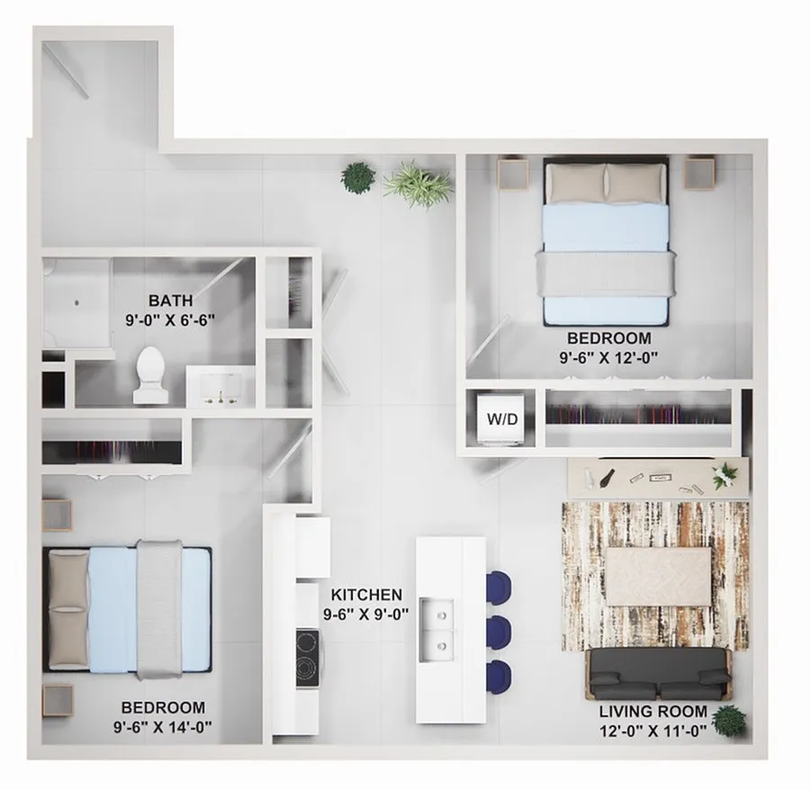 Floor plan 2 bedroom 1 bath
