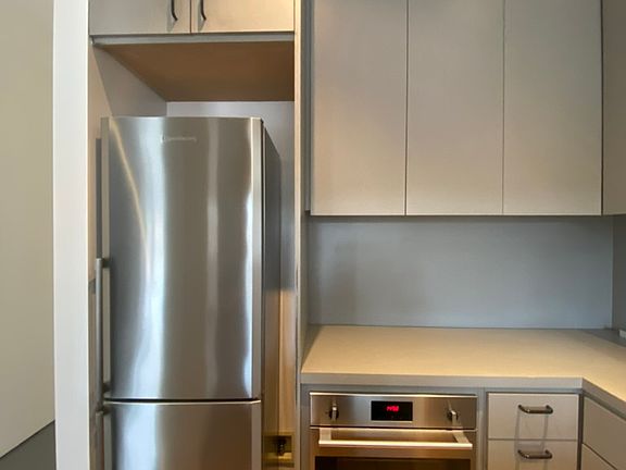 Kitchen - With Stainless Steel Appliances (refrigerator, oven, & dishwasher) and Stove top.