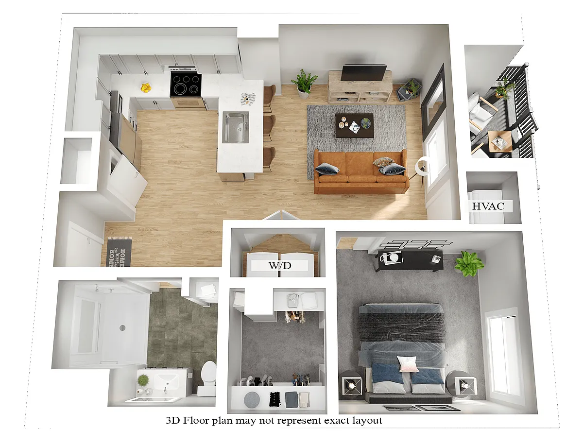 Floor plan The Lyndale (Walk-Out/1 BR)