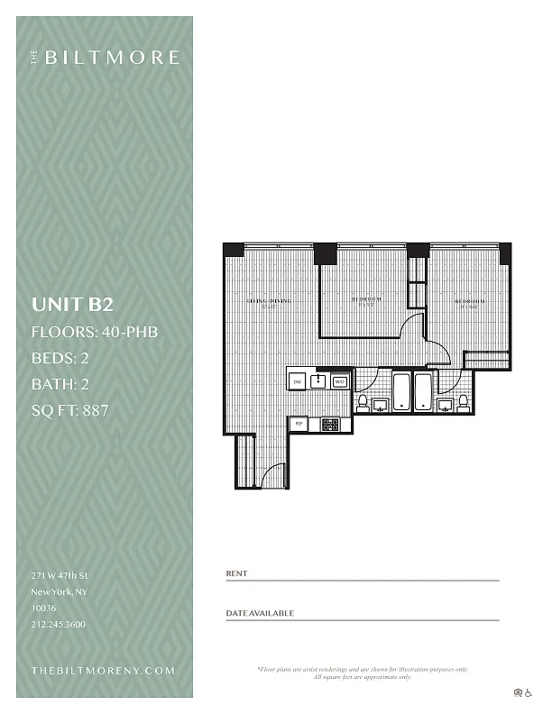 Floor plan 2 Bedroom / 2 Bathroom