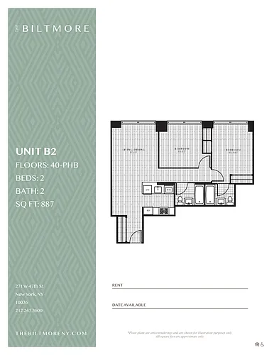 Floor plan 2 Bedroom / 2 Bathroom