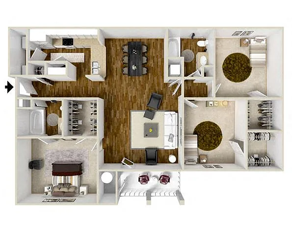 Floor plan Three-Bedroom