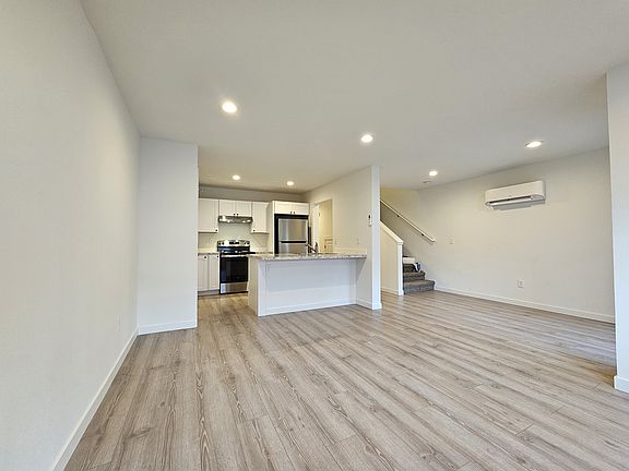 View from the kitchen and living room with the ductless heat pump.