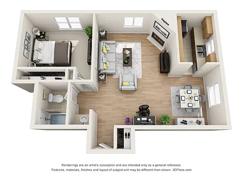 Floor plan 1 Bed 1 Bath C