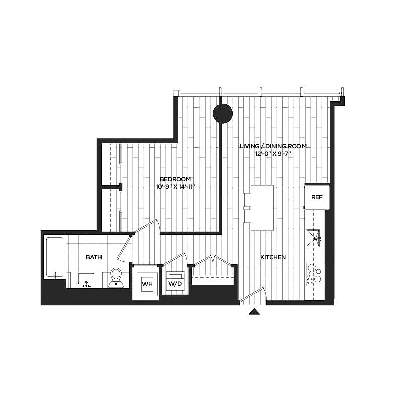 Floor plan 1 Bed - 1 Bath | A01