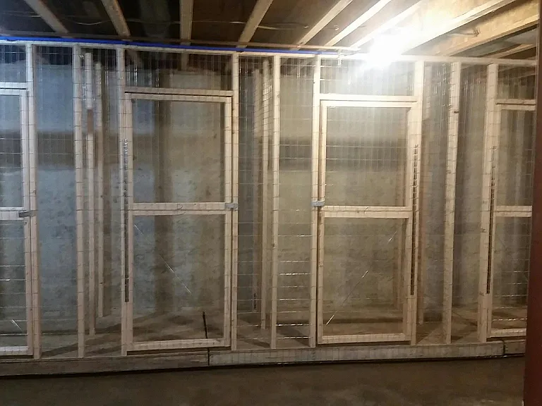 Personal, locked, storage in full basement. Basement also used as a storm shelter.