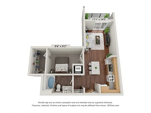 Floor plan One Bedroom - 1M