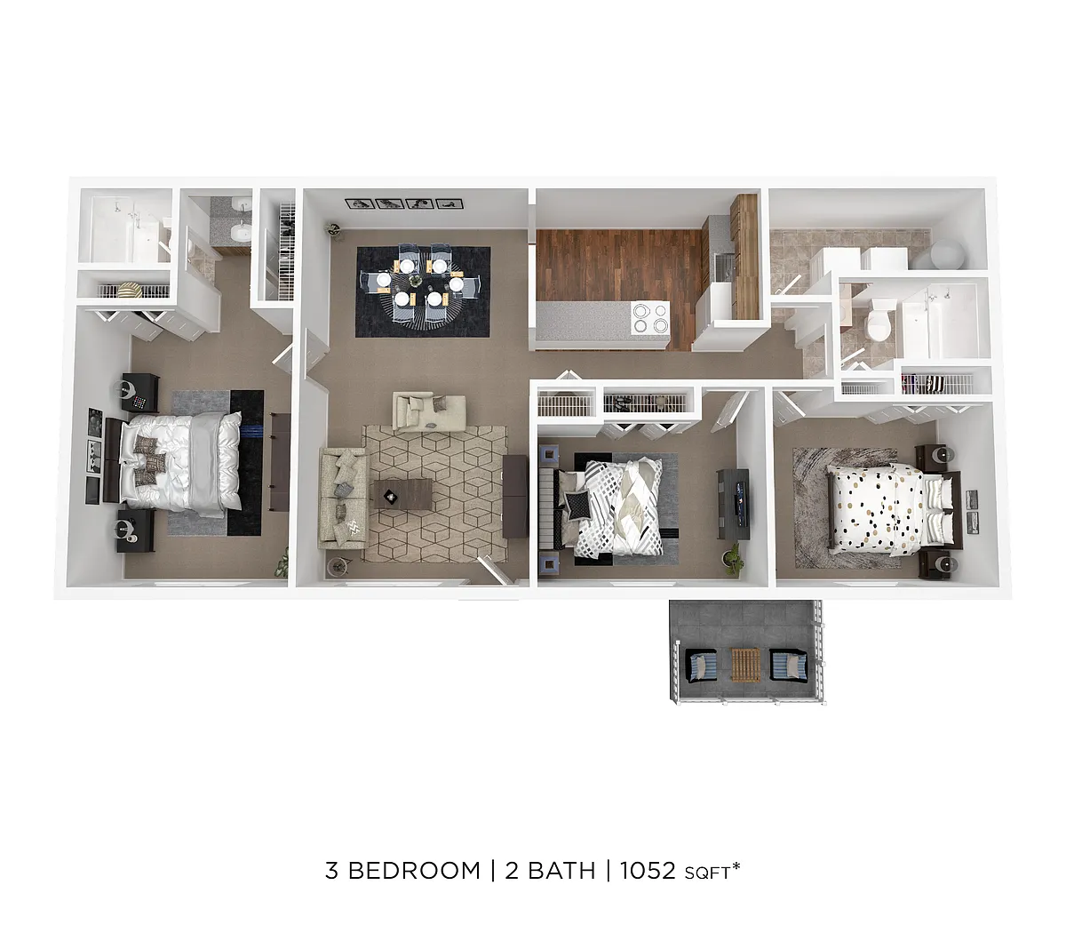 Floor plan Three Bed Two Bath