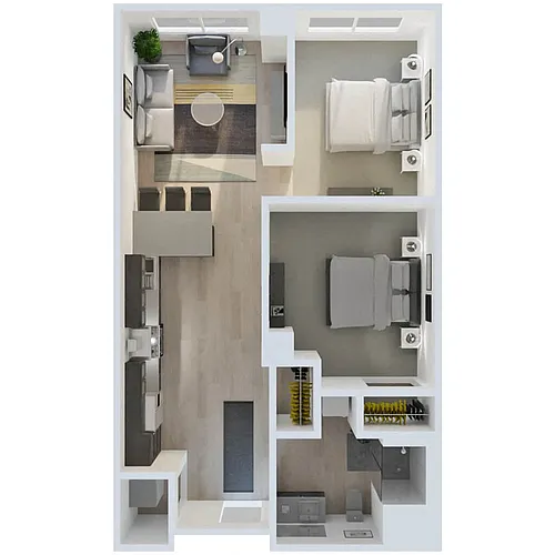 Floor plan 1 Bed plus Den D1