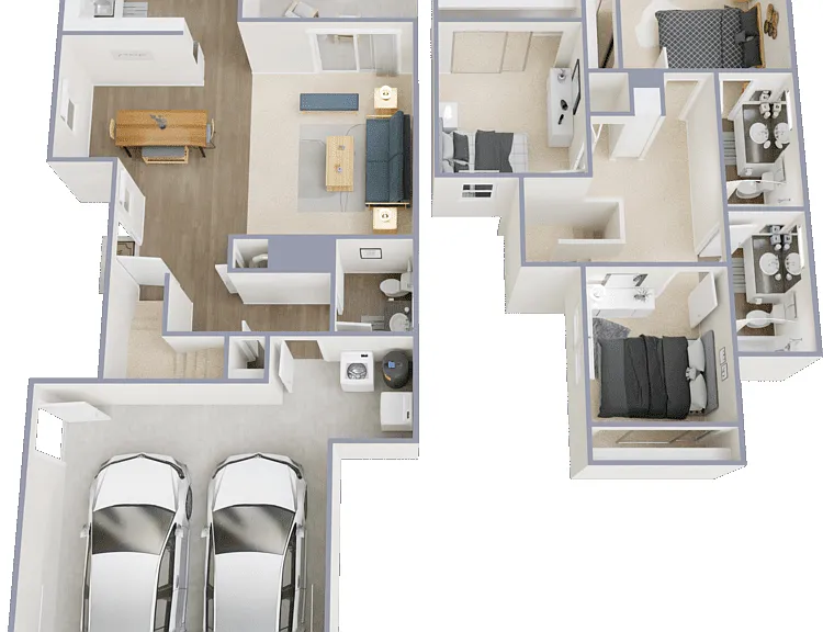 3 Bed 2.5 Bath Floorplan Diagram