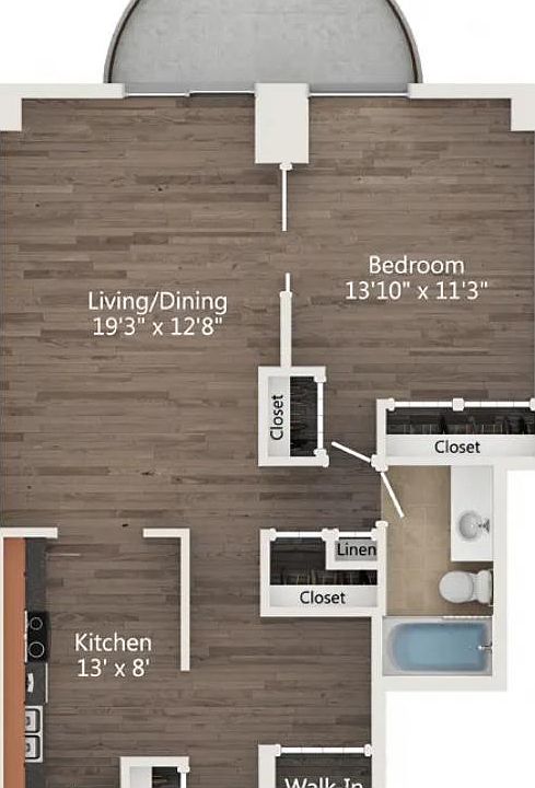 Apartment floor plan 740 SF
