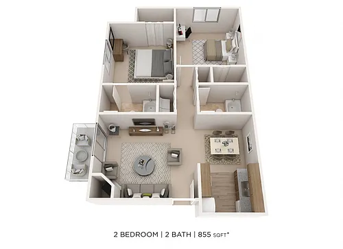 Floor plan Two Bedroom 2 Bath