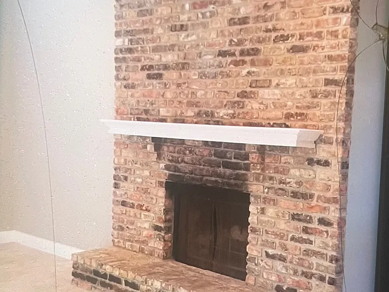 Brick working fireplace in the family room