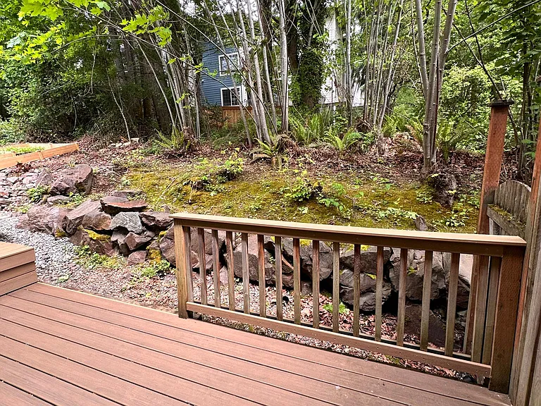 Back deck facing greenbelt area