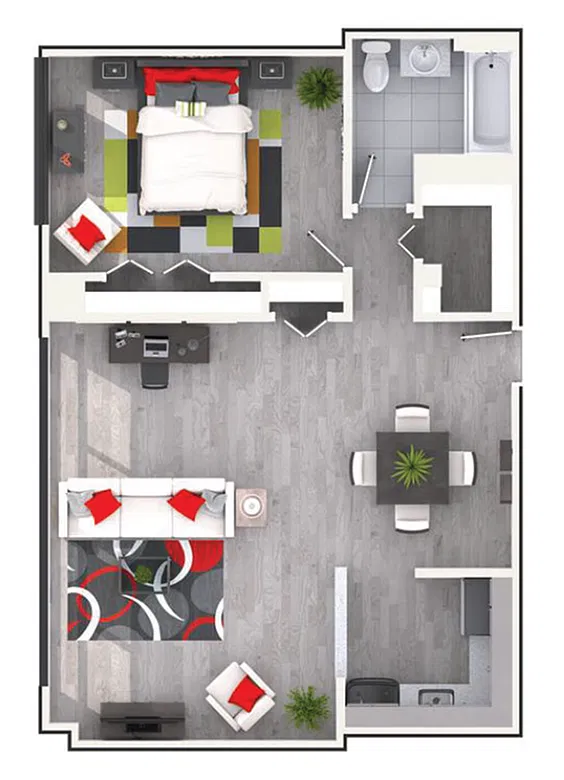 Floor plan 1 Bed 1 Bath
