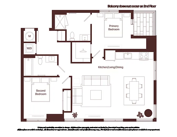 Floor plan 2 Bed - 2 Bath | bj2
